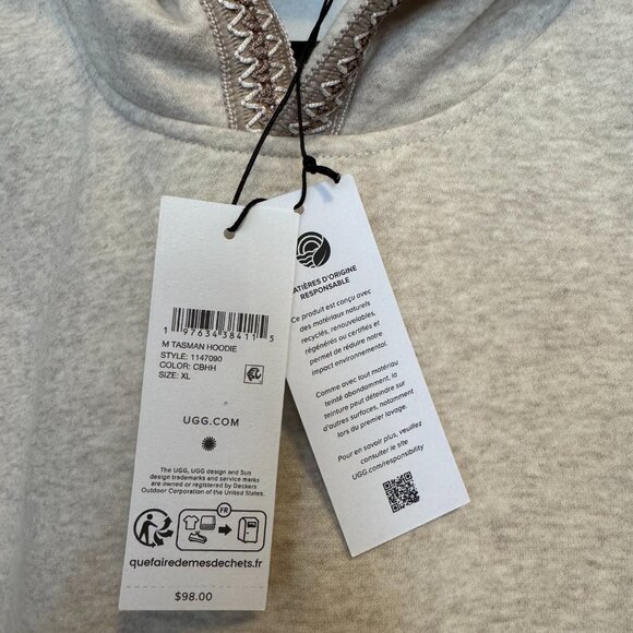 NWT UGG Tasman cream  hoodie XL (men's, but can be unisex) - Picture 3 of 5
